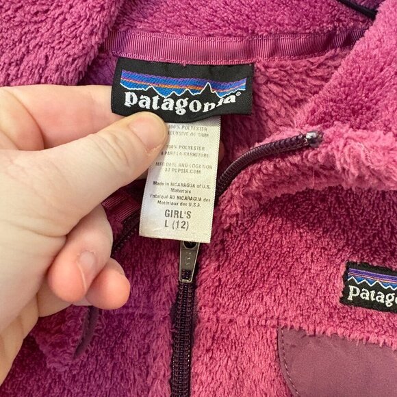 Patagonia Fleece Sweater Zip Jacket Girls' Size L Purple Pink Outdoor - Picture 8 of 11